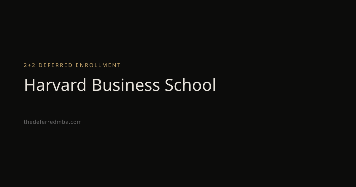 Harvard Business School Deferred MBA Guide | The Deferred MBA